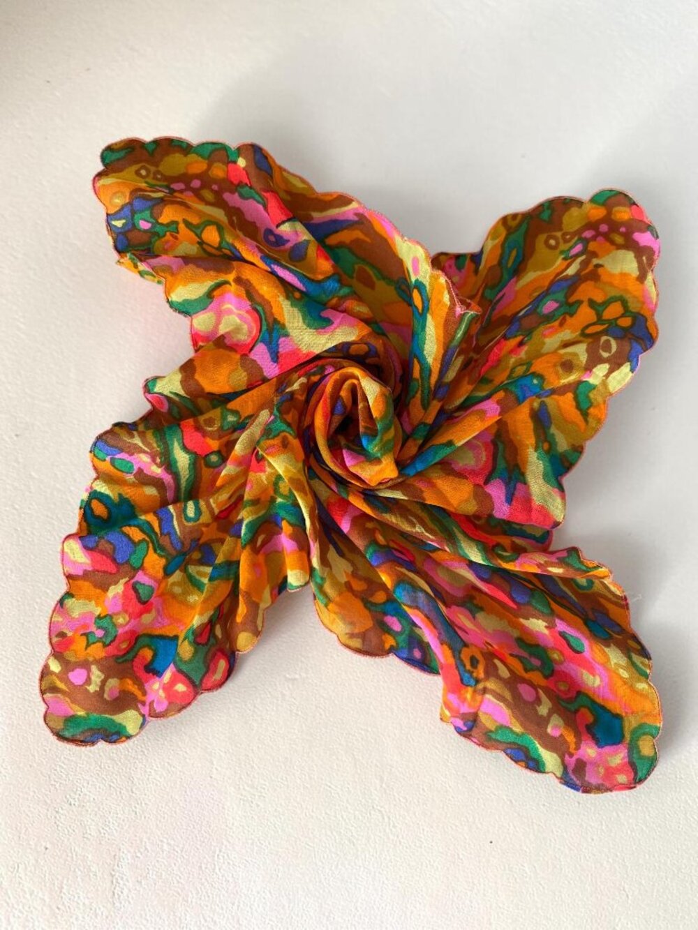Vintage Abstract Colorful Psychedelic Print Scarf 70s inspired Bag Accessory